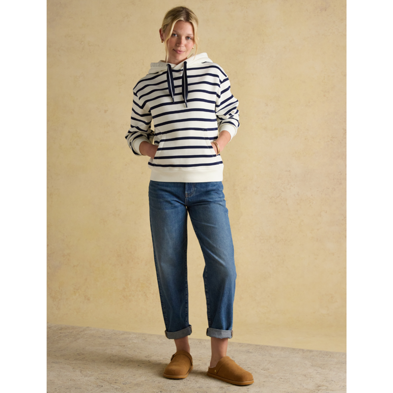 Joules Ladies Milbourne Hoodie - Cream/Navy Stripe-4