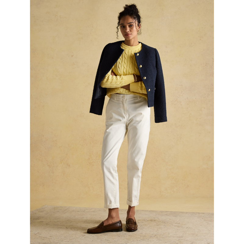 Joules Ladies Classic Cable Cotton Crew Neck Jumper - Yellow-9