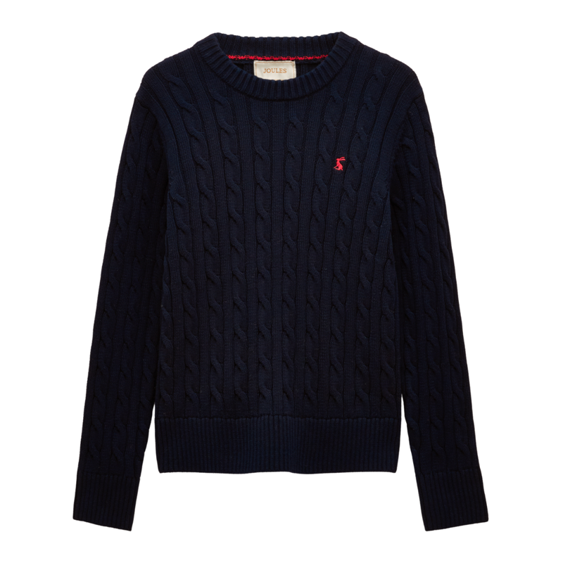 Joules Ladies Classic Cable Cotton Crew Neck Jumper - Navy