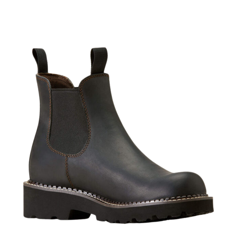 Ariat Women's Fatbaby Twin Gore Chelsea Western Boot - Black Deertan-1