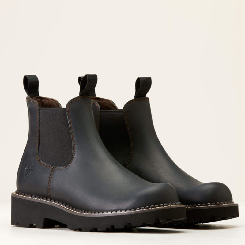 Ariat Women's Fatbaby Twin Gore Chelsea Western Boot - Black Deertan-2