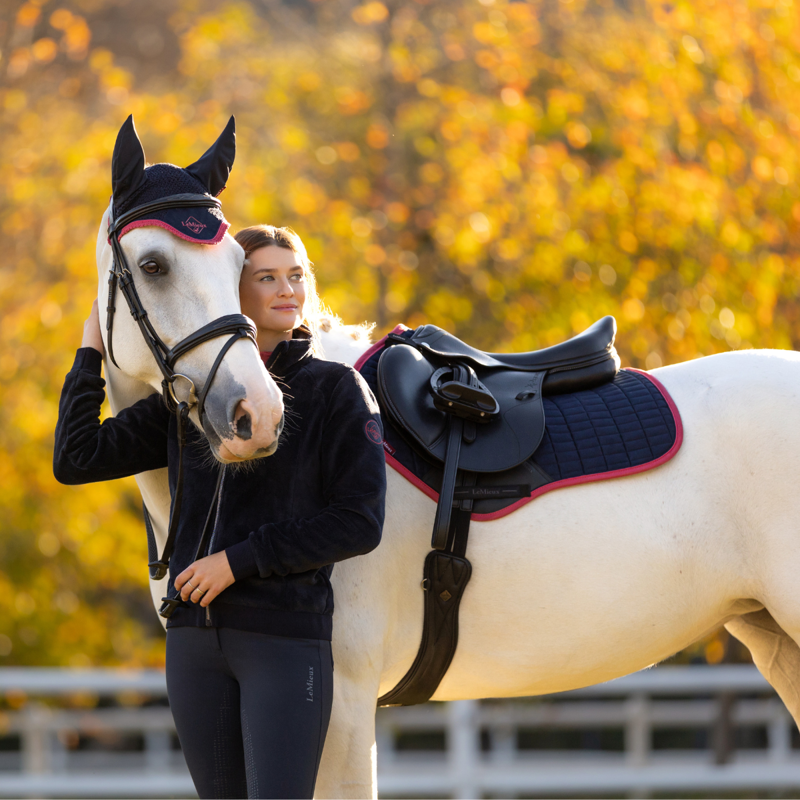 LeMieux Suede Close Contact Square - Navy/Cranberry-3