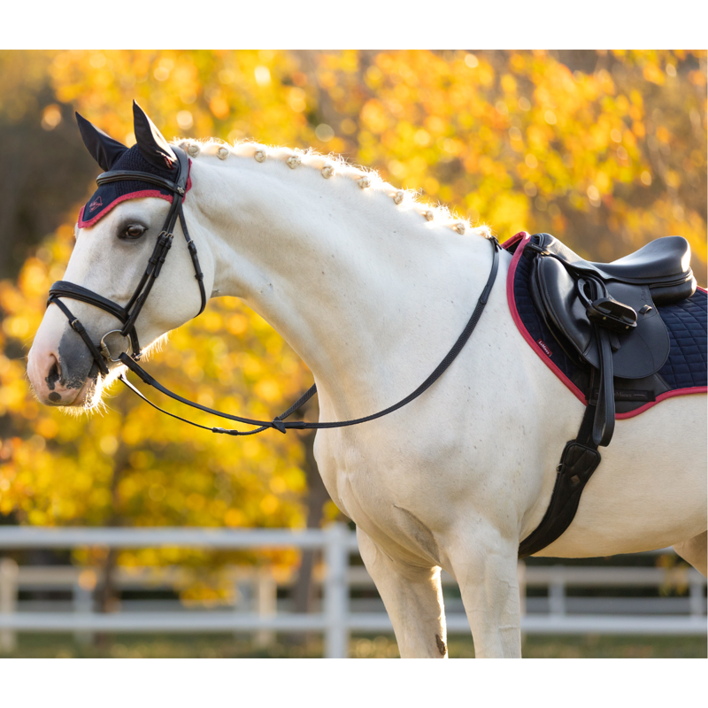 LeMieux Classic Fly Hood - Navy/Cranberry-2