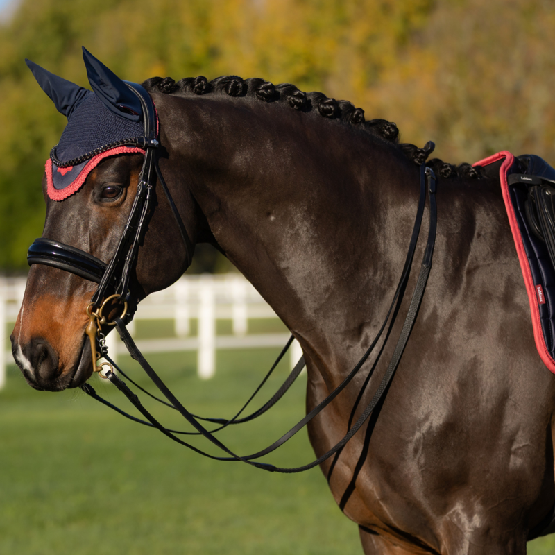 LeMieux Loire Fly Hood - Navy/Cranberry-3