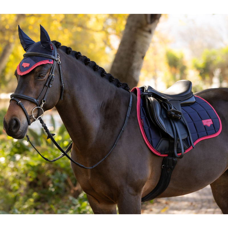LeMieux Loire Fly Hood - Navy/Cranberry-1