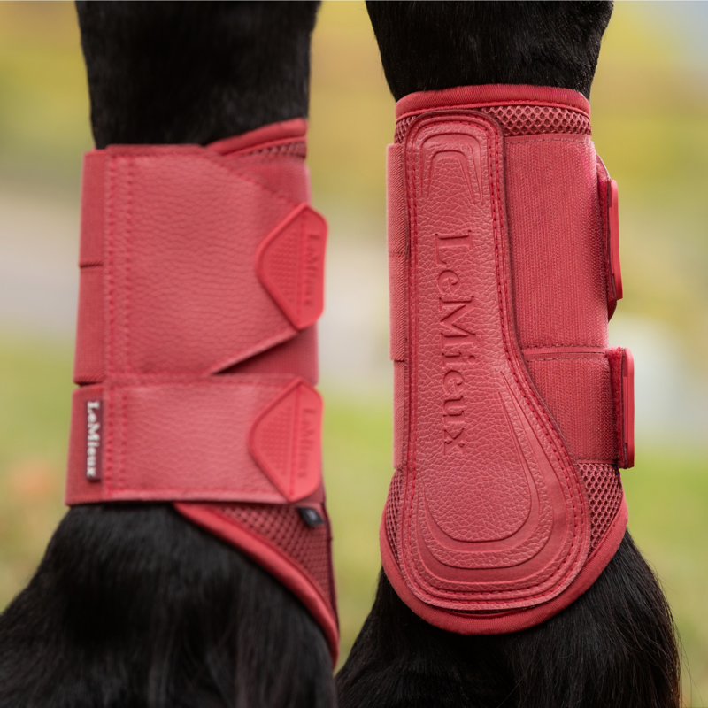 LeMieux Arika Mesh Brushing Boots - Cranberry-4