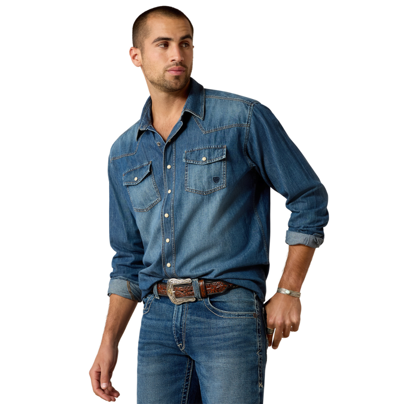 Ariat Men's Denim Retro Fit Shirt - Stone