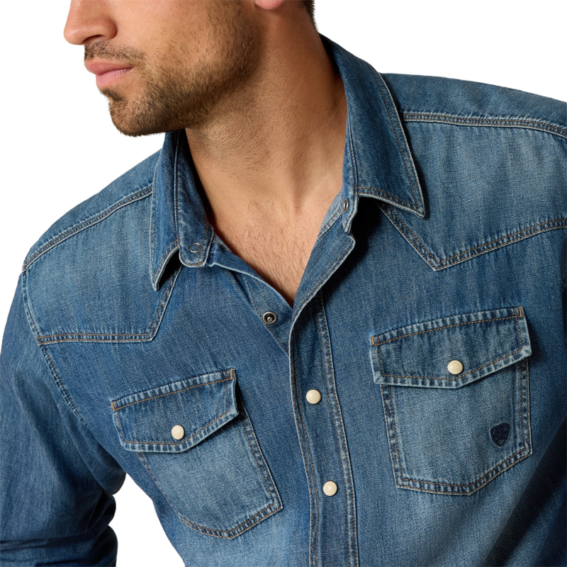 Ariat Men's Denim Retro Fit Shirt - Stone-3