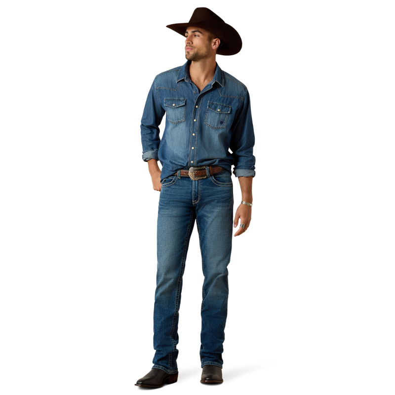 Ariat Men's Denim Retro Fit Shirt - Stone-4