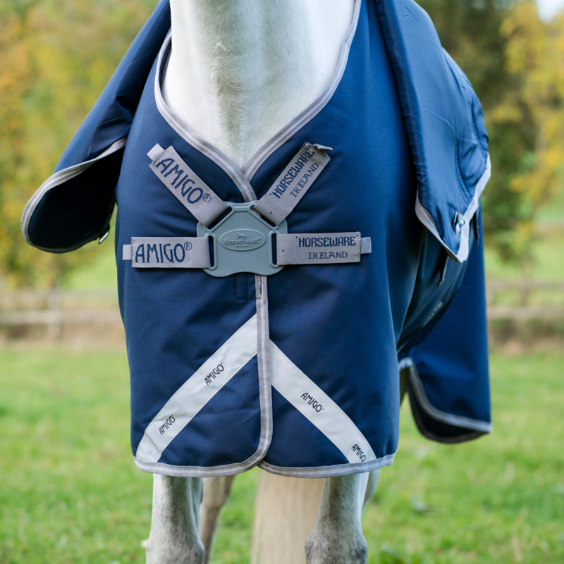 Horseware Amigo 1200D FieldSafe Plus 250g Turnout - Navy/Titanium Grey/Silver-1