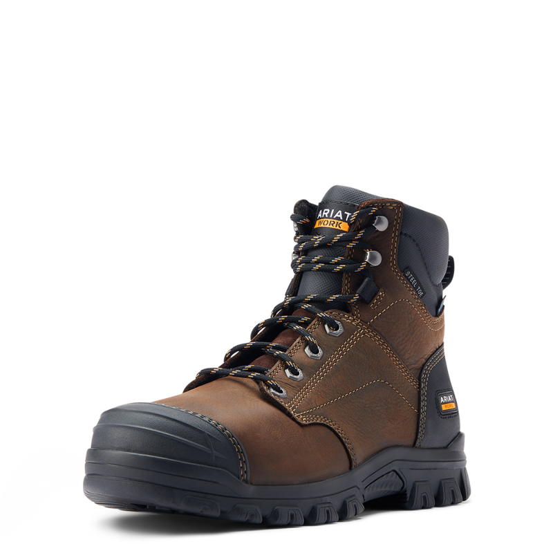 Ariat Men's Treadfast 6 Waterproof steel Toe Work Boot - Standard - Dark Brown