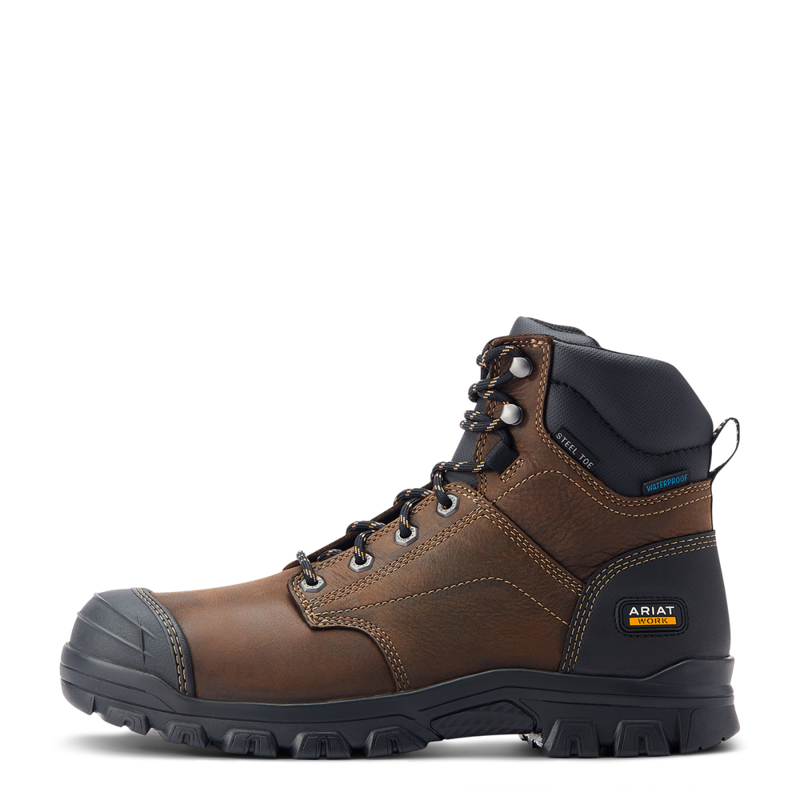 Ariat Men's Treadfast 6 Waterproof steel Toe Work Boot - Standard - Dark Brown-1