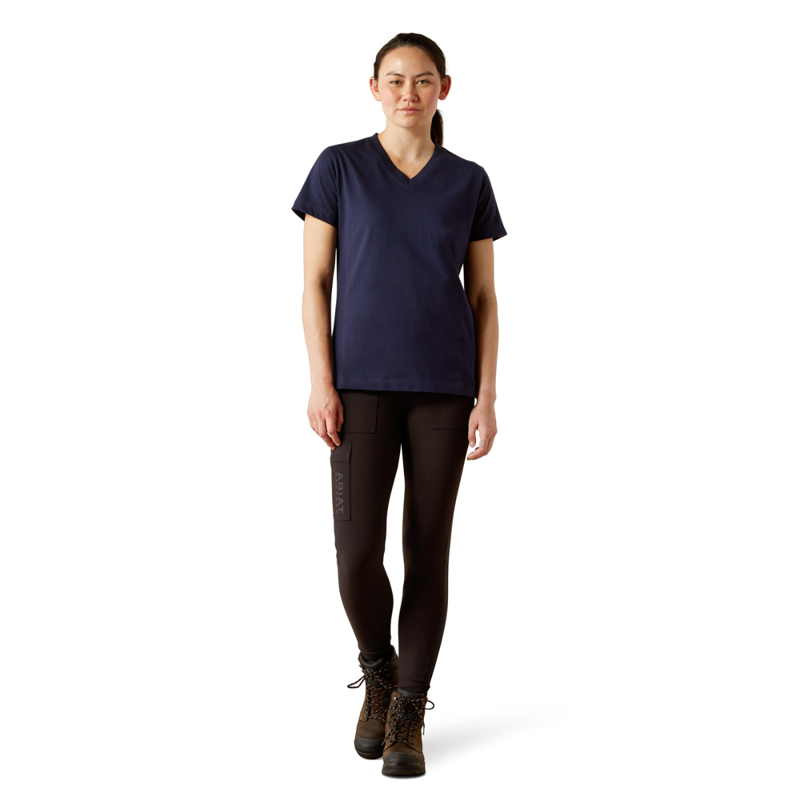 Ariat Women's Rebar Cotton Strong Standard V-Neck T-Shirt - Navy-6