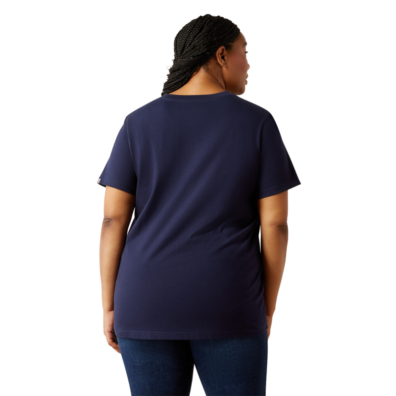 Ariat Women's Rebar Cotton Strong Standard V-Neck T-Shirt - Navy-2