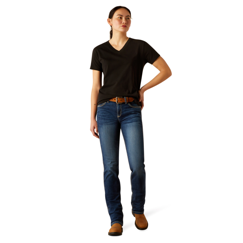 Ariat Women's Rebar Cotton Strong Standard V-Neck T-Shirt - Black-4