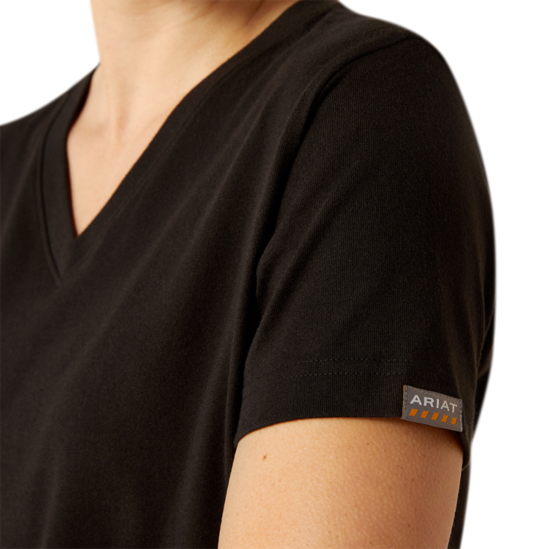 Ariat Women's Rebar Cotton Strong Standard V-Neck T-Shirt - Black-6
