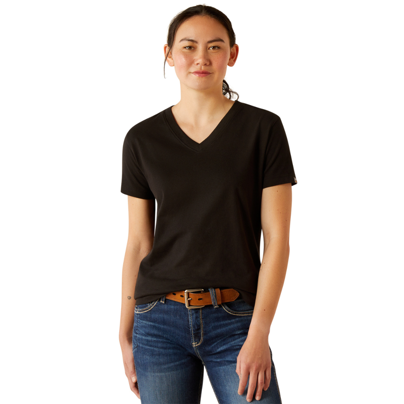 Ariat Women's Rebar Cotton Strong Standard V-Neck T-Shirt - Black