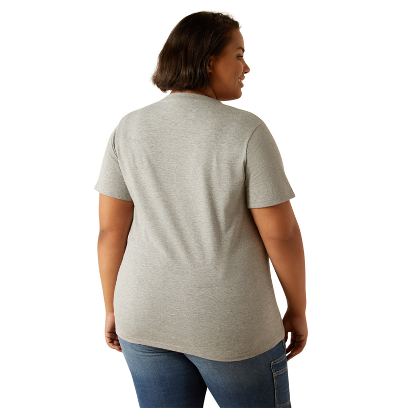 Ariat Women's Rebar Cotton Strong Standard V-Neck T-Shirt - Heather Grey-3