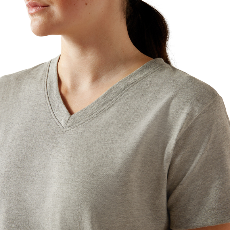 Ariat Women's Rebar Cotton Strong Standard V-Neck T-Shirt - Heather Grey-7