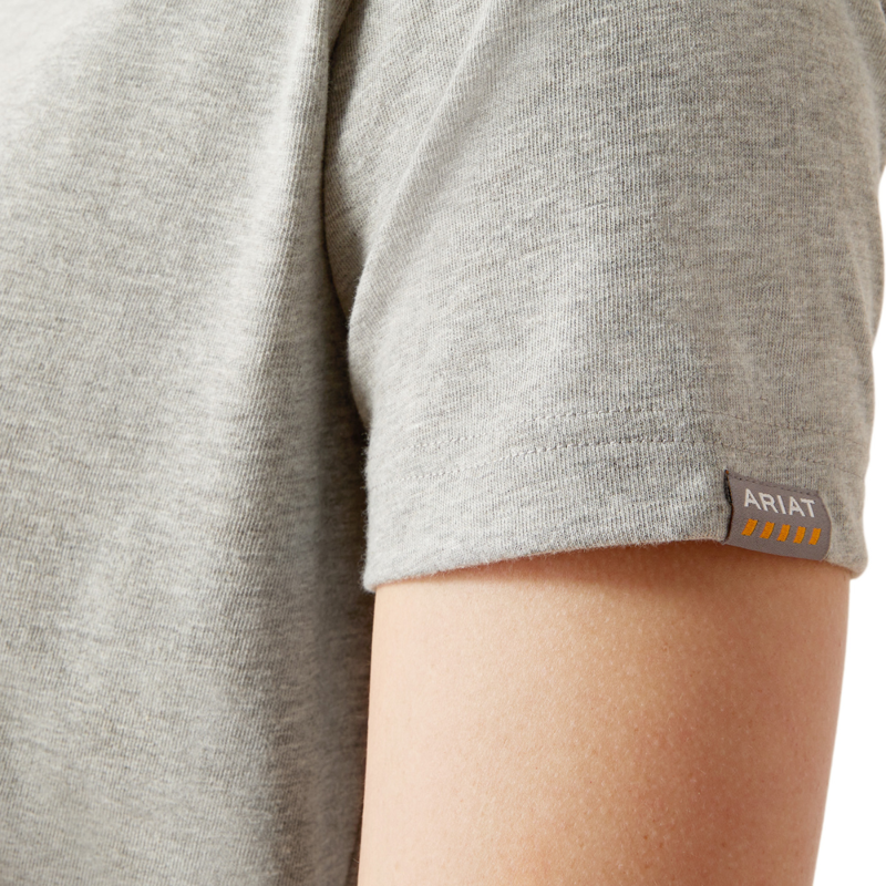 Ariat Women's Rebar Cotton Strong Standard V-Neck T-Shirt - Heather Grey-6