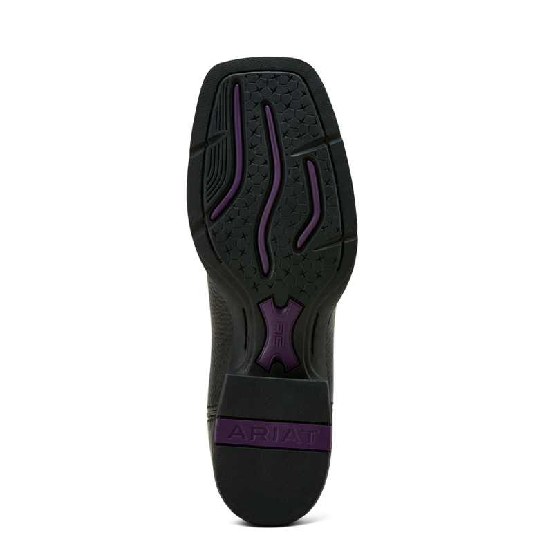 Ariat Women's Round Up Wide Square Toe StretchFit Western Boot - Black Deertan-7