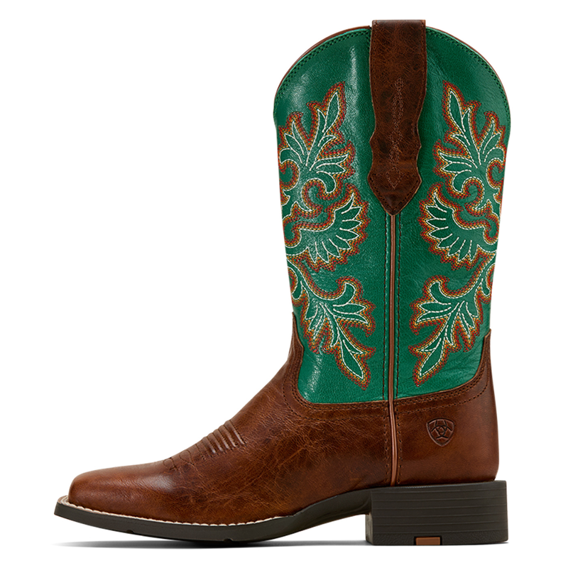 Ariat Women's Round Up Wide Square Toe StretchFit Western Boot - Arizona Brown-1