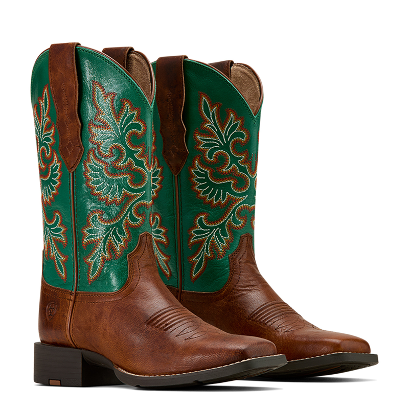 Ariat Women's Round Up Wide Square Toe StretchFit Western Boot - Arizona Brown-4