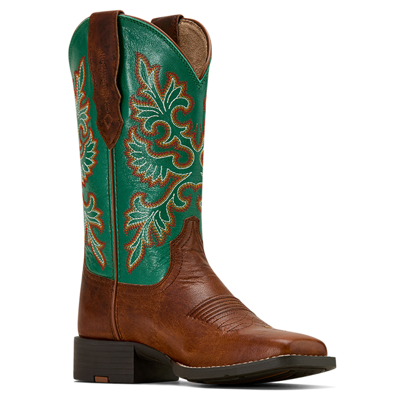 Ariat Women's Round Up Wide Square Toe StretchFit Western Boot - Arizona Brown-3