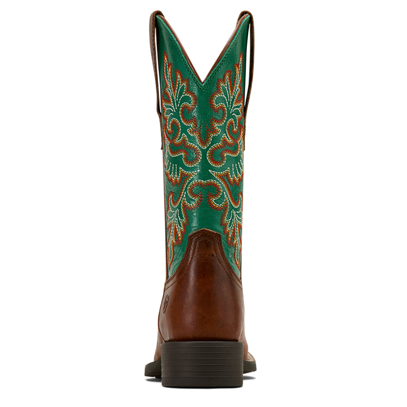 Ariat Women's Round Up Wide Square Toe StretchFit Western Boot - Arizona Brown-2