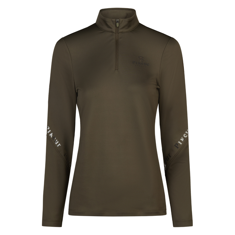 Pikeur Ladies Zip Training Shirt - Deep Khaki