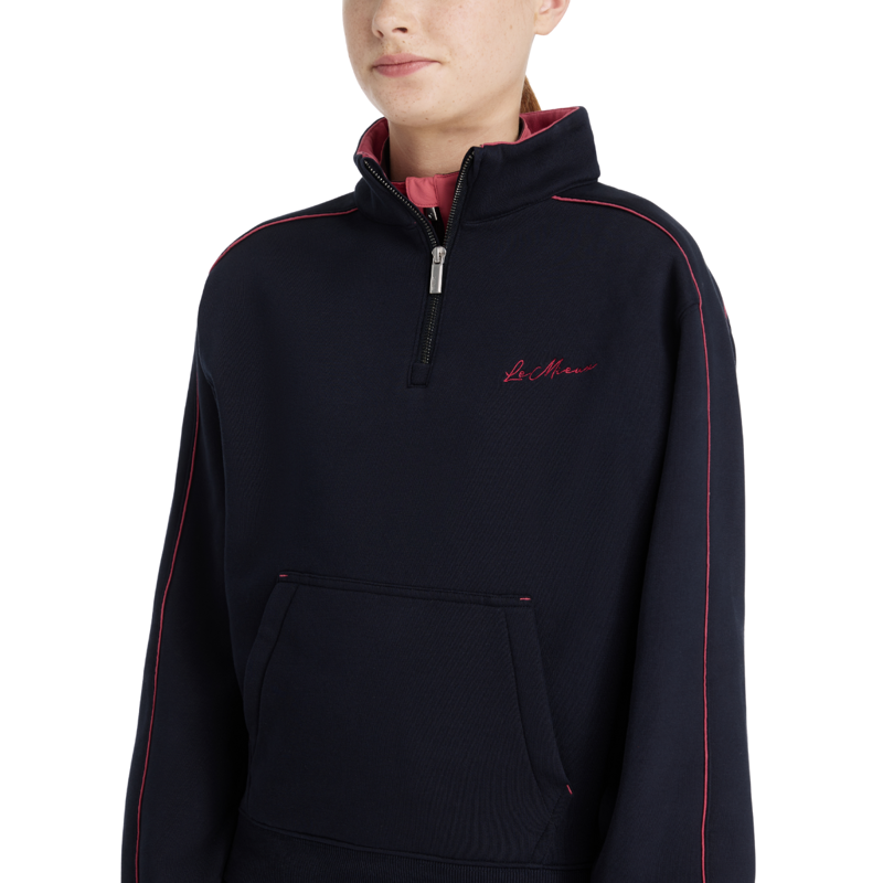LeMieux Young Rider Kate Quarter Zip Sweat - Navy/Cranberry-2