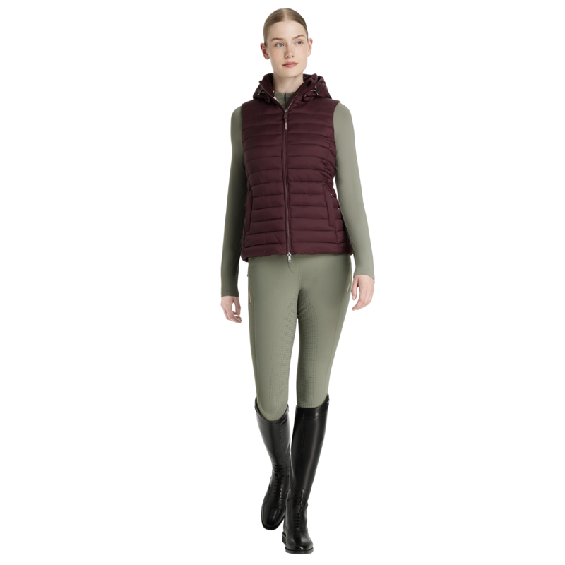 LeMieux Rose Hooded Puffer Gilet - Damson-3