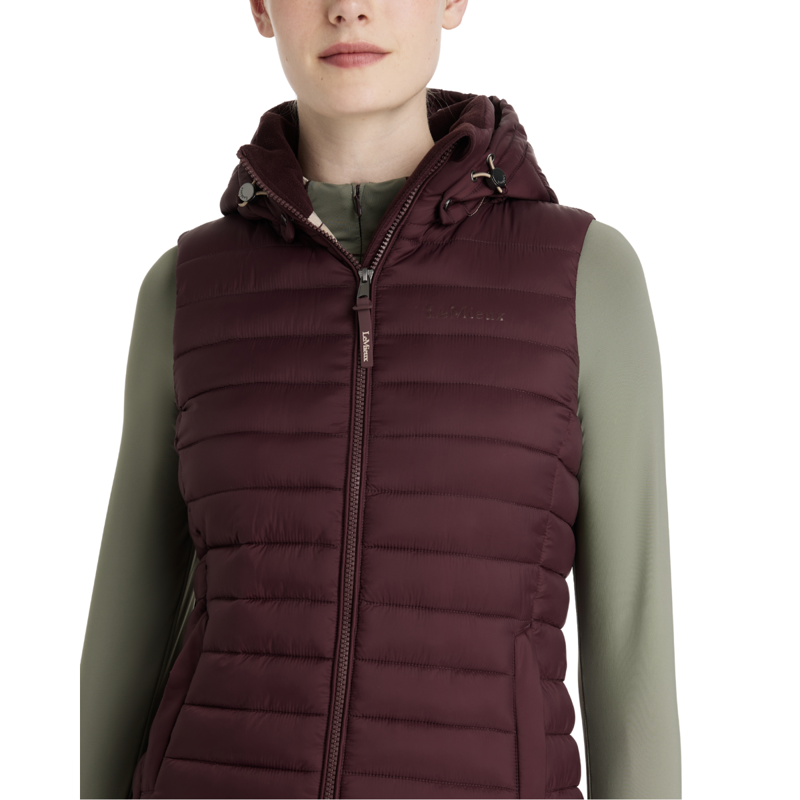 LeMieux Rose Hooded Puffer Gilet - Damson-4