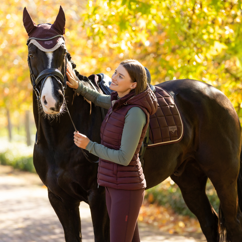 LeMieux Rose Hooded Puffer Gilet - Damson-9