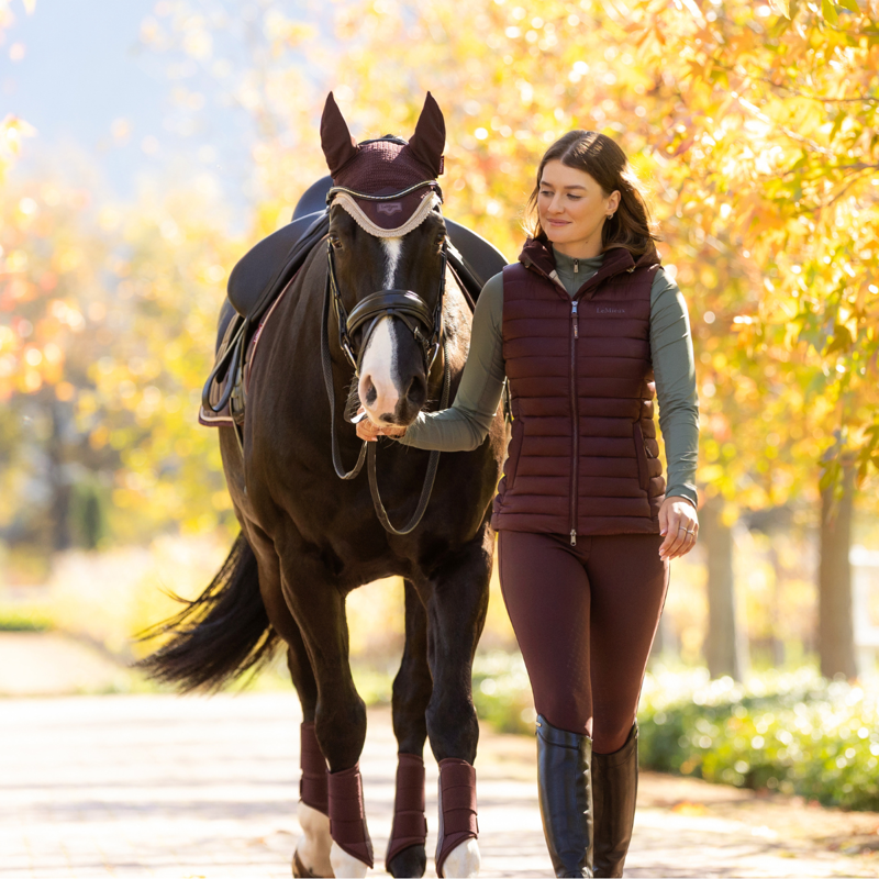 LeMieux Rose Hooded Puffer Gilet - Damson-6