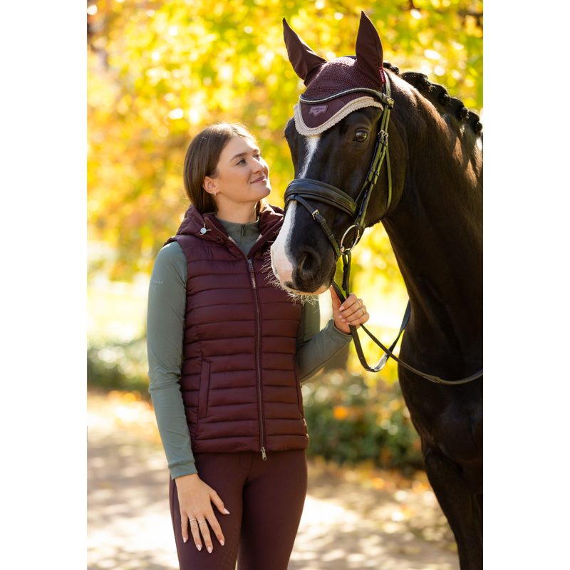 LeMieux Rose Hooded Puffer Gilet - Damson-5