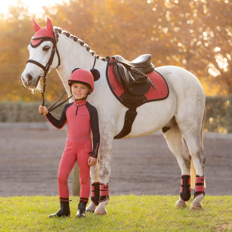 LeMieux Mini Suede Close Contact Square - Cranberry-2