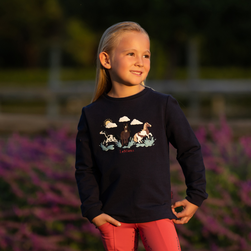 LeMieux Mini Poppy Long Sleeve Top - Navy-5