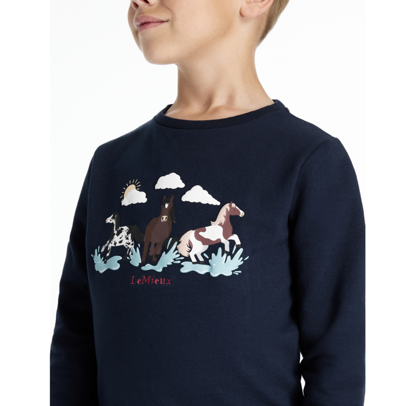 LeMieux Mini Poppy Long Sleeve Top - Navy-3
