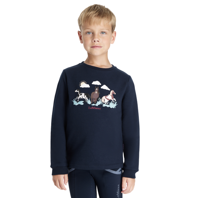LeMieux Mini Poppy Long Sleeve Top - Navy-1