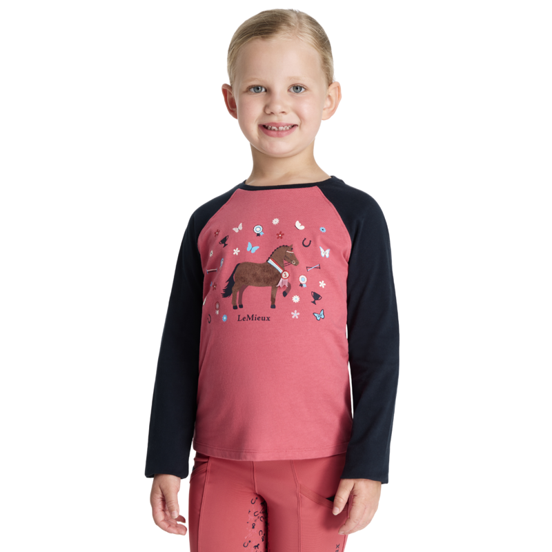 LeMieux Mini Jamie Chancer Long Sleeve Top - Cranberry-1