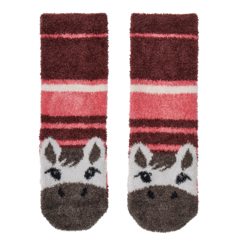 LeMieux Mini Fluffy Character Socks - Andalusian Pony Cranberry