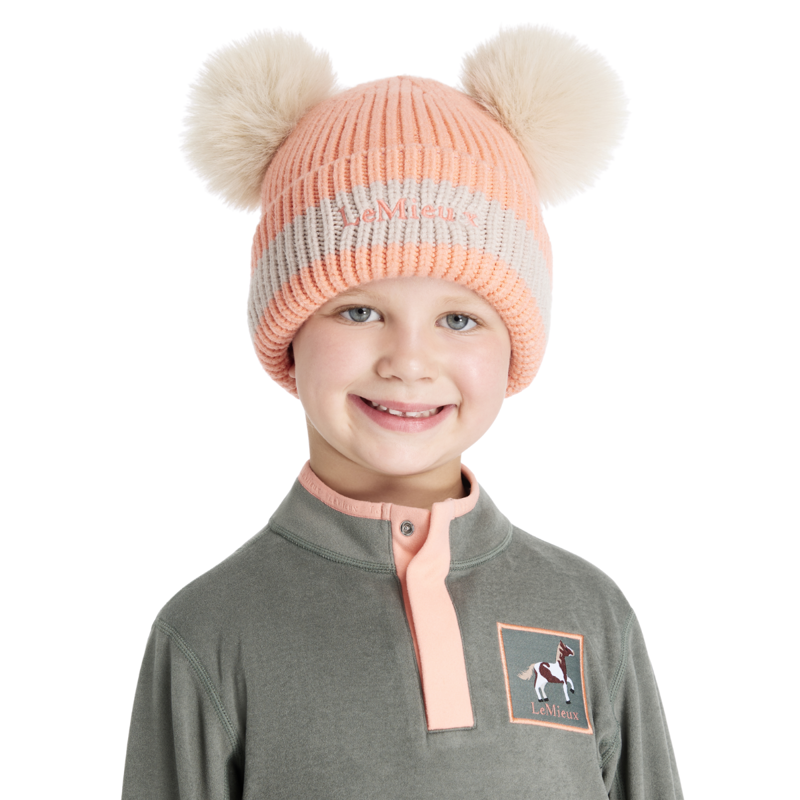 LeMieux Mini Double Pom Beanie - Peach Punch