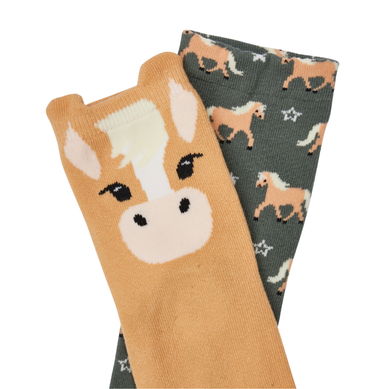 LeMieux Mini Cotton Character Socks Haflinger 2 Pack - Rosemary-1