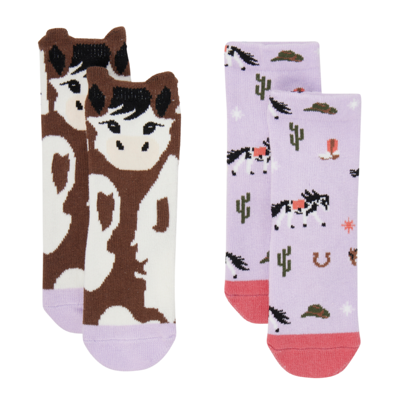 LeMieux Mini Cotton Character Socks Paint Pony 2 Pack - Lilac-1