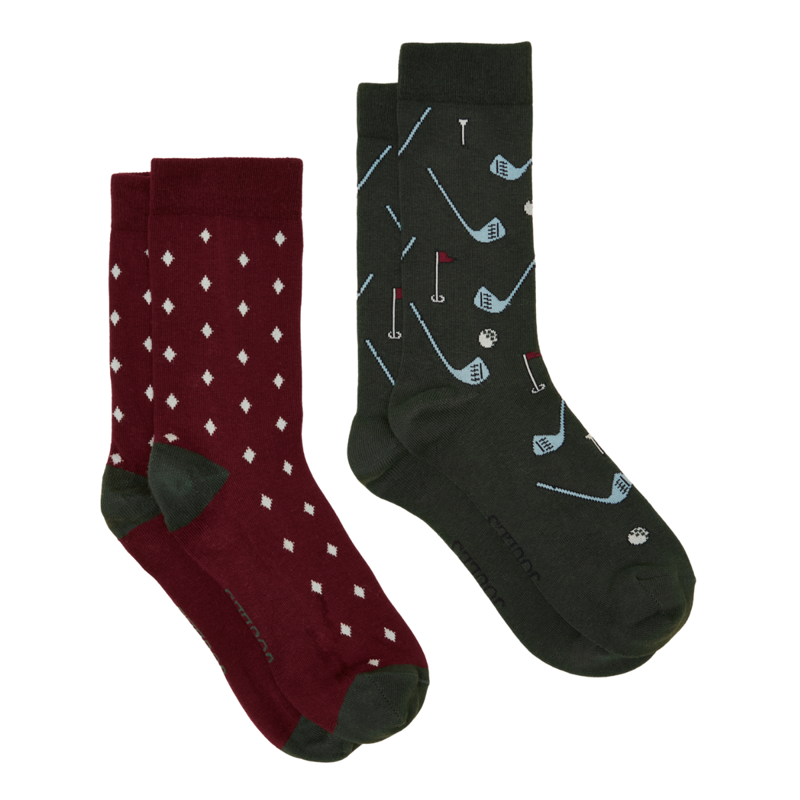 Joules Men's Kingsbury 2 Pack Socks - Red/Green