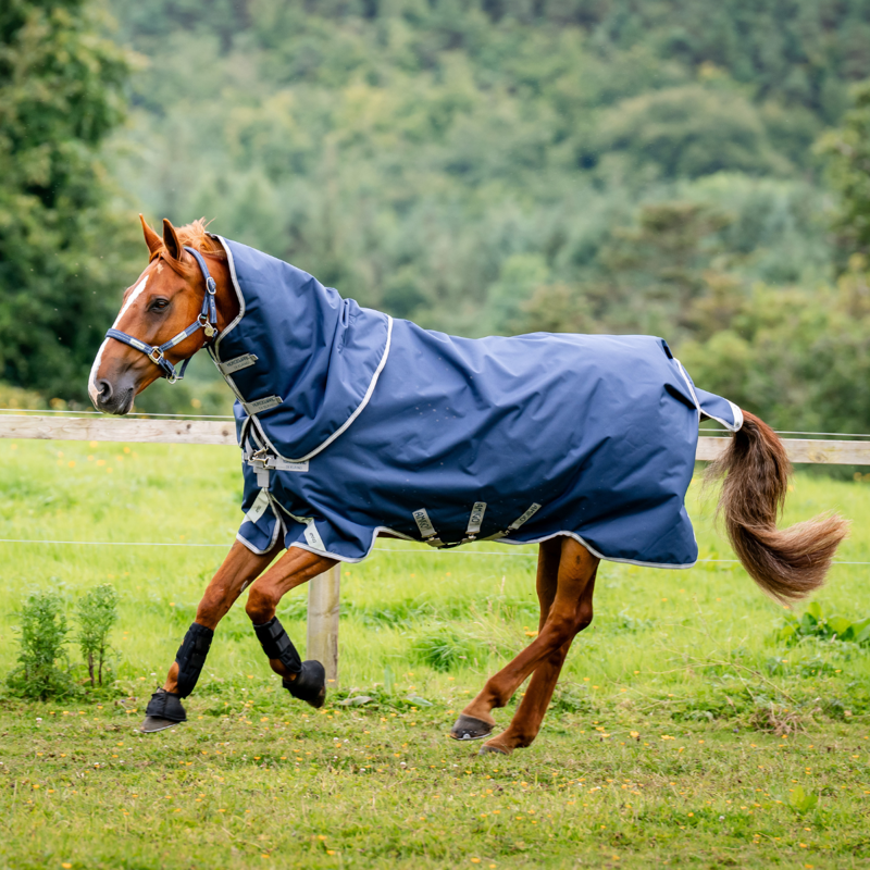 Horseware Amigo Bravo 12 Plus Light 100g Turnout Rug - Navy/Titanium Grey Silver