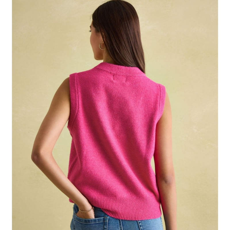 Joules Ladies Holly Knitted Vest - Fuchsia-1