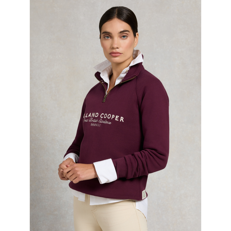Holland Cooper Sporting Goods Zip Henley - Mulberry-1
