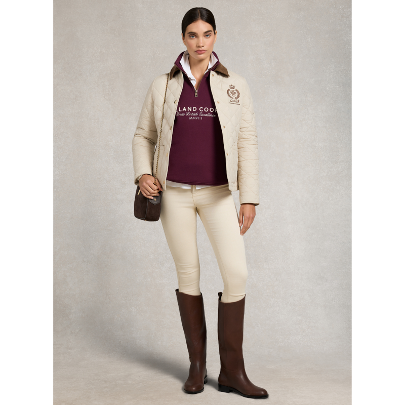 Holland Cooper Sporting Goods Zip Henley - Mulberry-4